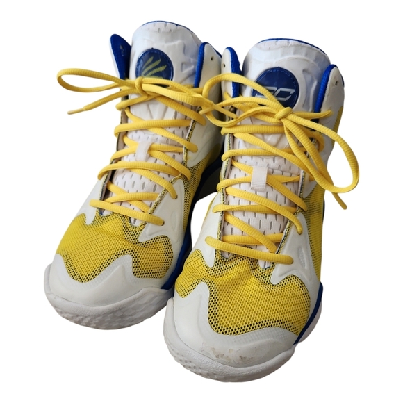 Under Armour Curry Spawn FloTro Basketball Sneaker Lightweight Yellow Blue 7.5 - Picture 3 of 8